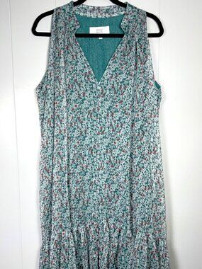 Textile Elizabeth & James Sleeveless Floral Sheer Lined Maxi Ruffle Dress L